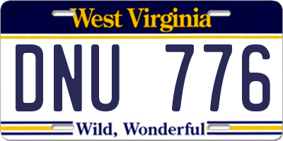 WV license plate DNU776