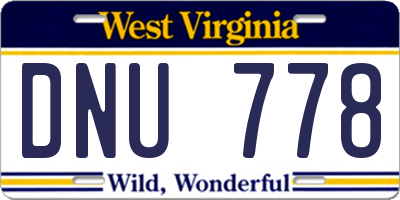 WV license plate DNU778