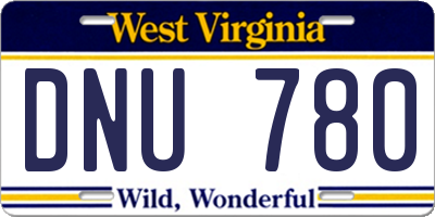 WV license plate DNU780