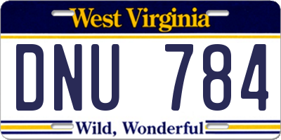 WV license plate DNU784