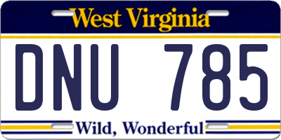 WV license plate DNU785