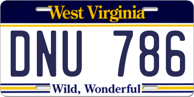 WV license plate DNU786