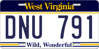 WV license plate DNU791