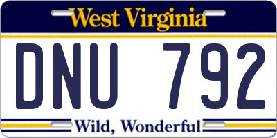 WV license plate DNU792