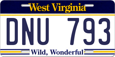 WV license plate DNU793