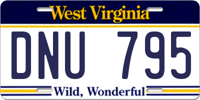 WV license plate DNU795