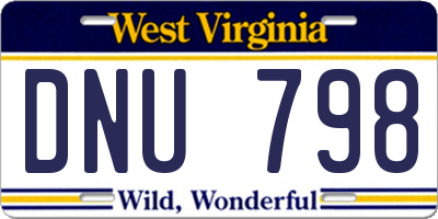 WV license plate DNU798