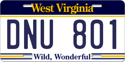 WV license plate DNU801
