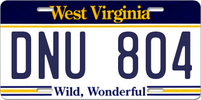 WV license plate DNU804
