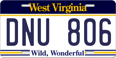 WV license plate DNU806