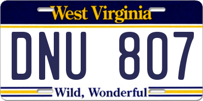 WV license plate DNU807