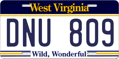WV license plate DNU809