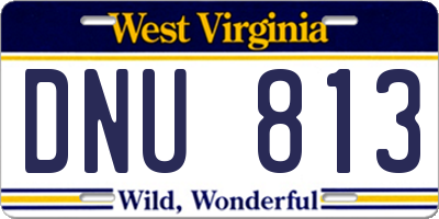 WV license plate DNU813