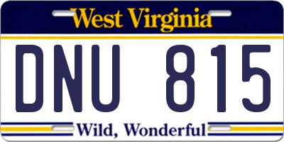 WV license plate DNU815