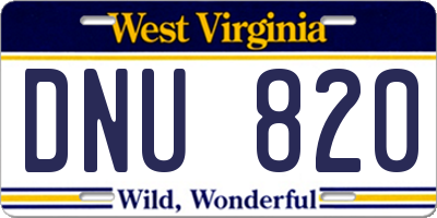 WV license plate DNU820