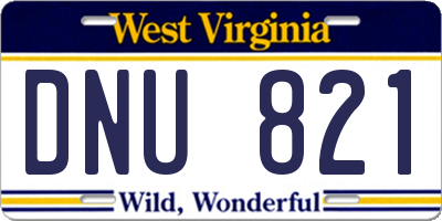 WV license plate DNU821