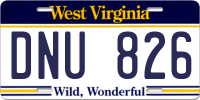 WV license plate DNU826