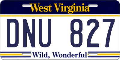 WV license plate DNU827
