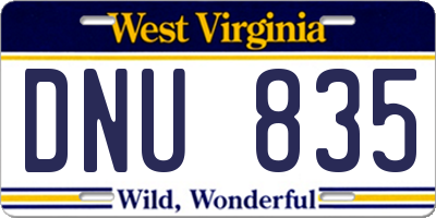 WV license plate DNU835