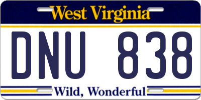 WV license plate DNU838