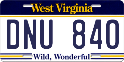 WV license plate DNU840