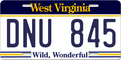 WV license plate DNU845