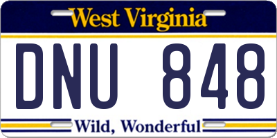 WV license plate DNU848