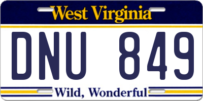 WV license plate DNU849
