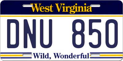 WV license plate DNU850