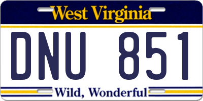 WV license plate DNU851