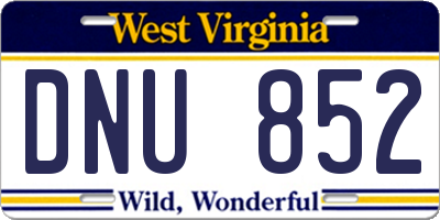 WV license plate DNU852
