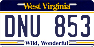 WV license plate DNU853
