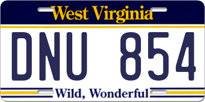 WV license plate DNU854