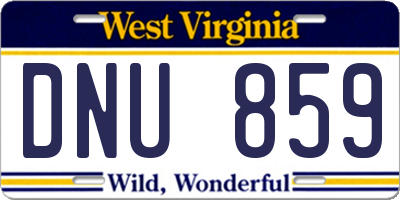WV license plate DNU859