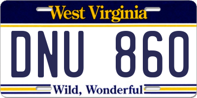 WV license plate DNU860