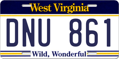 WV license plate DNU861