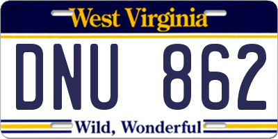 WV license plate DNU862