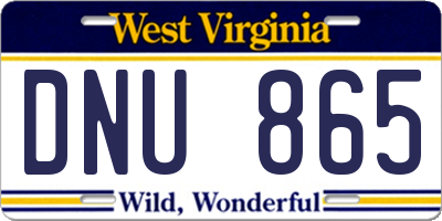 WV license plate DNU865