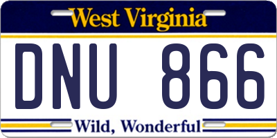 WV license plate DNU866