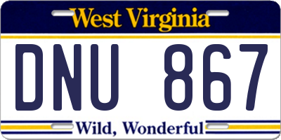WV license plate DNU867