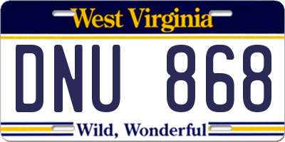WV license plate DNU868