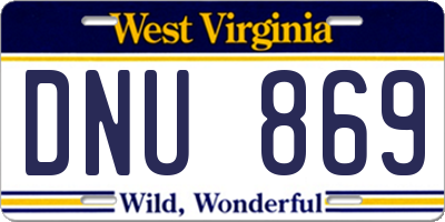 WV license plate DNU869