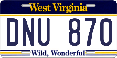 WV license plate DNU870