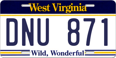 WV license plate DNU871