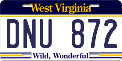 WV license plate DNU872