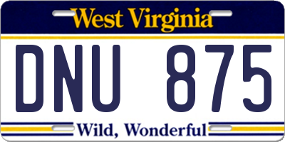 WV license plate DNU875
