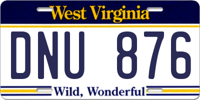 WV license plate DNU876