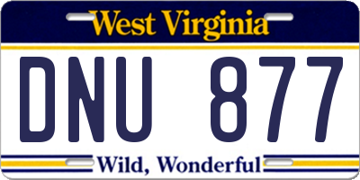 WV license plate DNU877