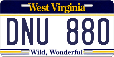 WV license plate DNU880