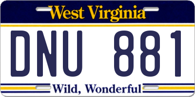 WV license plate DNU881